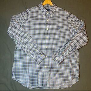 Ralph Lauren Button Down Shirt Men’s XL Plaid Pony Logo Cotton Blue Multicolor